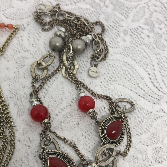 Bundle lot 2 chain and beads multi strand necklaces Ruby Rd + runway curated - Picture 7 of 10